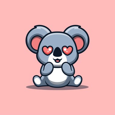 Koala Sitting Shocked Cute Creative Kawaii Cartoon Mascot Logo