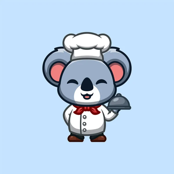 Koala Chef Cute Creative Kawaii Cartoon Mascot Logo — Vector de stock