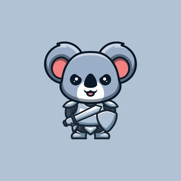 Koala Knight Cute Creative Kawaii Cartoon Mascot Logo — Archivo Imágenes Vectoriales