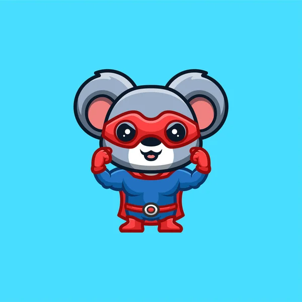 Koala Super Hero Cute Creative Kawaii Cartoon Mascot Logo — ストックベクタ