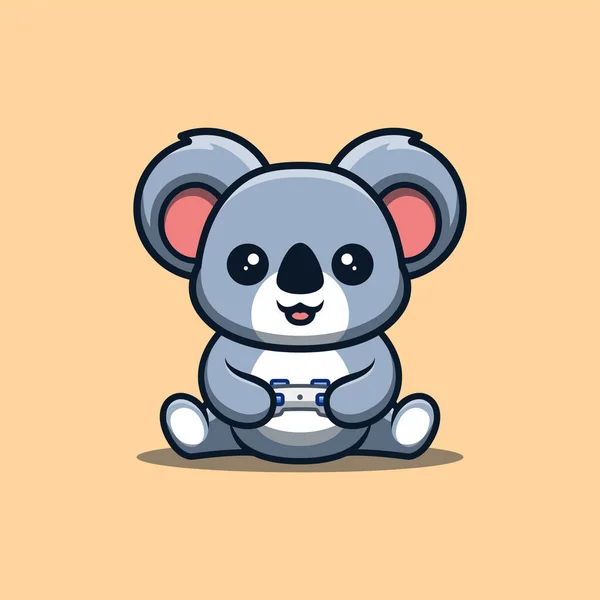 Koala Sitting Gaming Cute Creative Kawaii Cartoon Mascot Logo — Vettoriale Stock