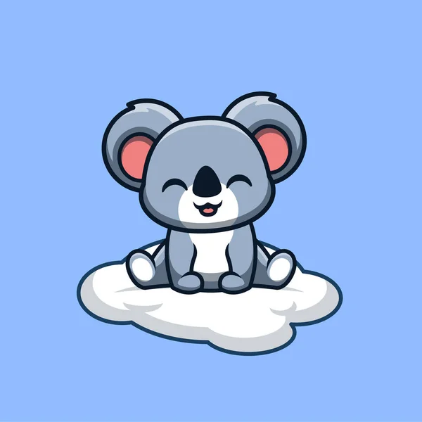 Koala Sitting Cloud Cute Creative Kawaii Cartoon Mascot Logo — Archivo Imágenes Vectoriales