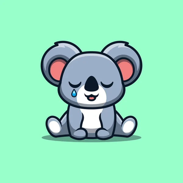 Koala Sitting Sad Cute Creative Kawaii Cartoon Mascot Logo — 스톡 벡터