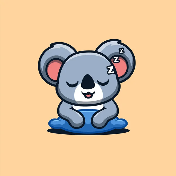 Koala Sleepy Cute Creative Kawaii Cartoon Mascot Logo — стоковий вектор