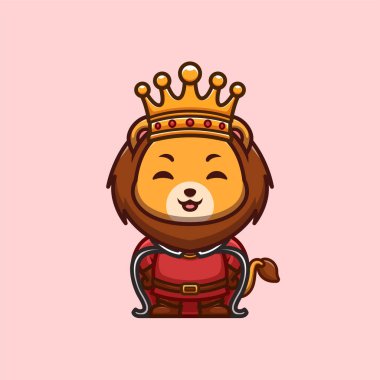 Lion King Cute Creative Kawaii Cartoon Mascot Logo
