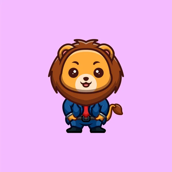 Lion Business Cute Creative Kawaii Cartoon Mascot Logo — Archivo Imágenes Vectoriales