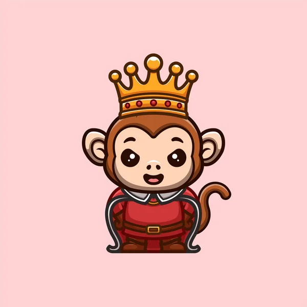 Monkey King Cute Creative Kawaii Cartoon Mascot Logo — Vector de stock