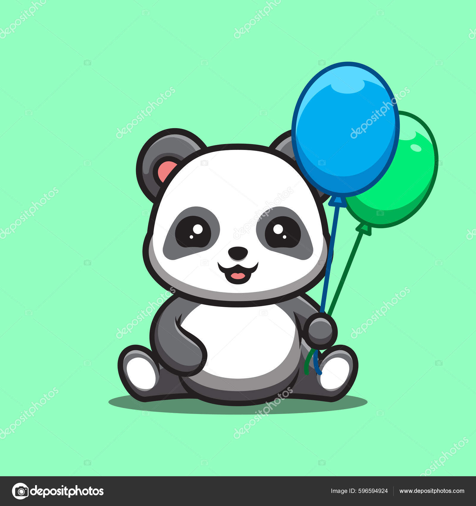 Панда Сидит Милом Креативном Талисмане Мультфильма Kawaii.