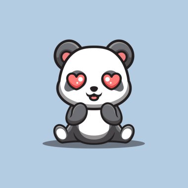 Panda Sitting Shocked Cute Creative Kawaii Cartoon Mascot Logo