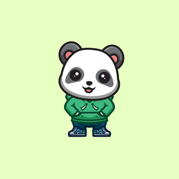 Panda Urban Cute Creative Kawaii Cartoon Mascot Logo — Vettoriale Stock
