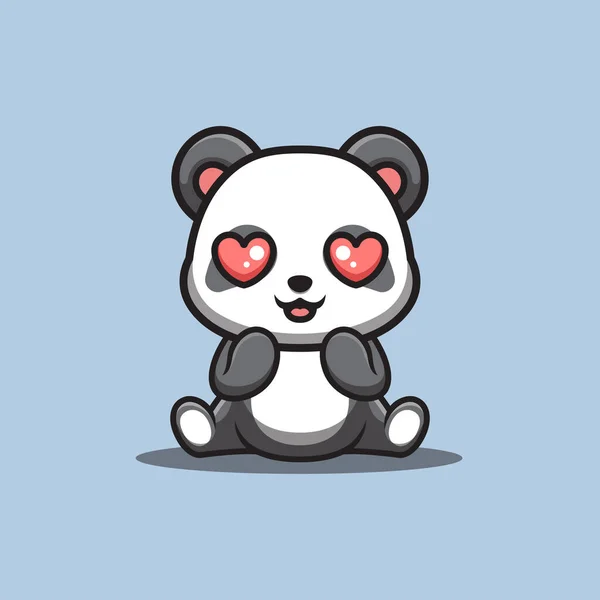 Panda Sitting Shocked Cute Creative Kawaii Cartoon Mascot Logo — 图库矢量图片