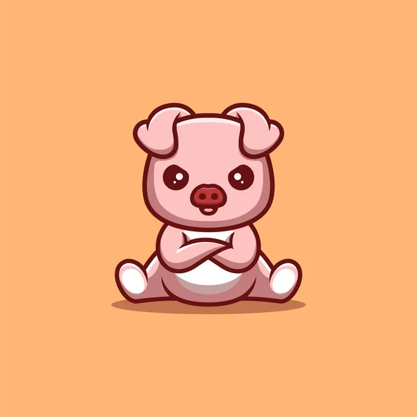 Monkey Sitting Angry Cute Creative Kawaii Cartoon Mascot Logo — Stock vektor