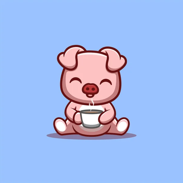 Monkey Sitting Drink Coffee Cute Creative Kawaii Cartoon Mascot Logo — Stock Vector