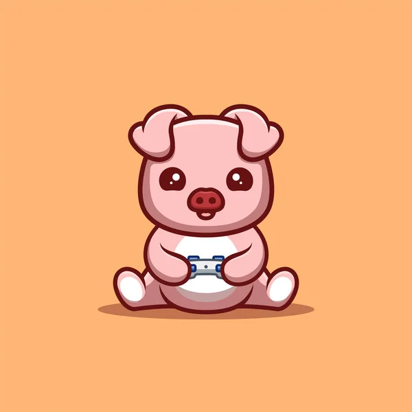 Monkey Sitting Gaming Cute Creative Kawaii Cartoon Mascot Logo — 스톡 벡터