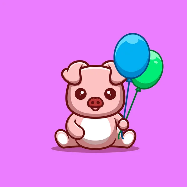 Monkey Sitting Hold Balloon Cute Creative Kawaii Cartoon Mascot Logo — 스톡 벡터