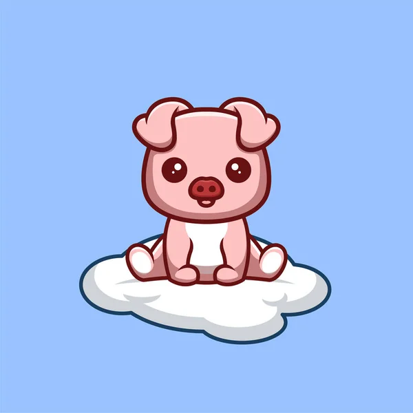 Monkey Sitting Cloud Cute Creative Kawaii Cartoon Mascot Logo — 스톡 벡터