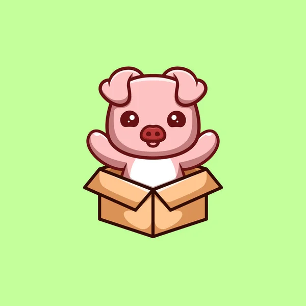 Monkey Sitting Out Box Cute Creative Kawaii Cartoon Mascot Logo — Stock vektor