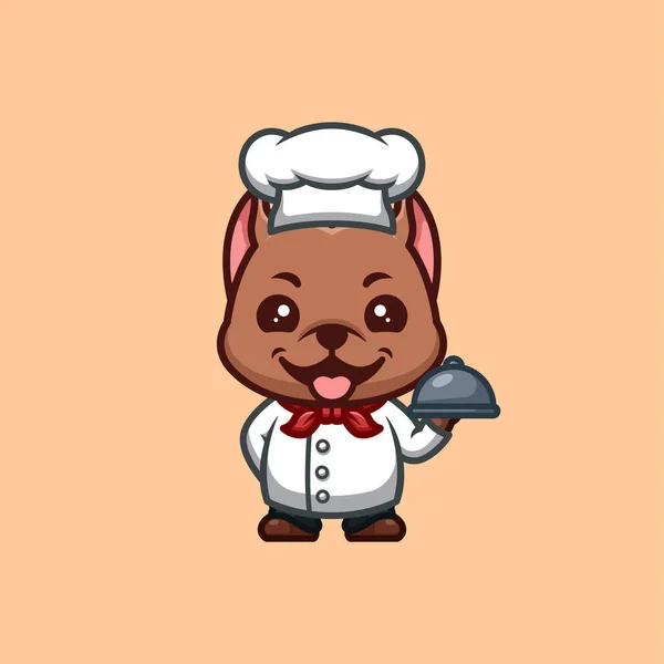 Pitbull Chef Cute Creative Kawaii Cartoon Mascot Logo —  Vetores de Stock