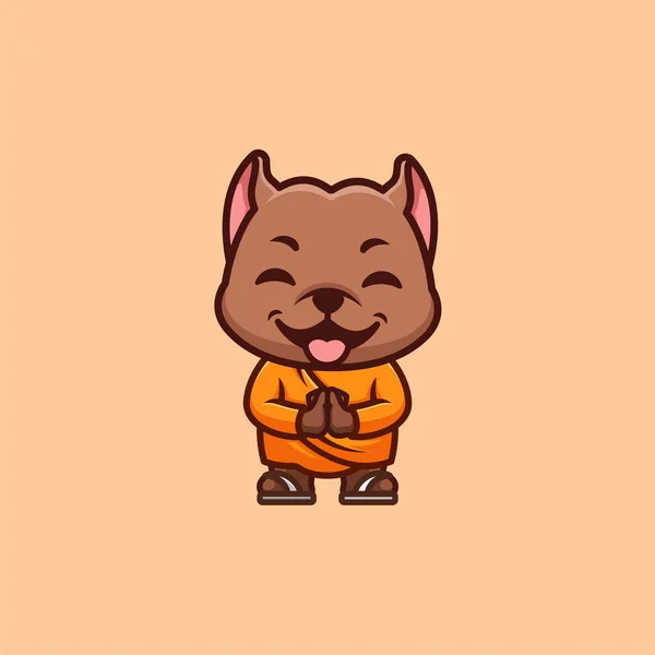 Pitbull Monk Cute Creative Kawaii Cartoon Mascot Logo — стоковий вектор