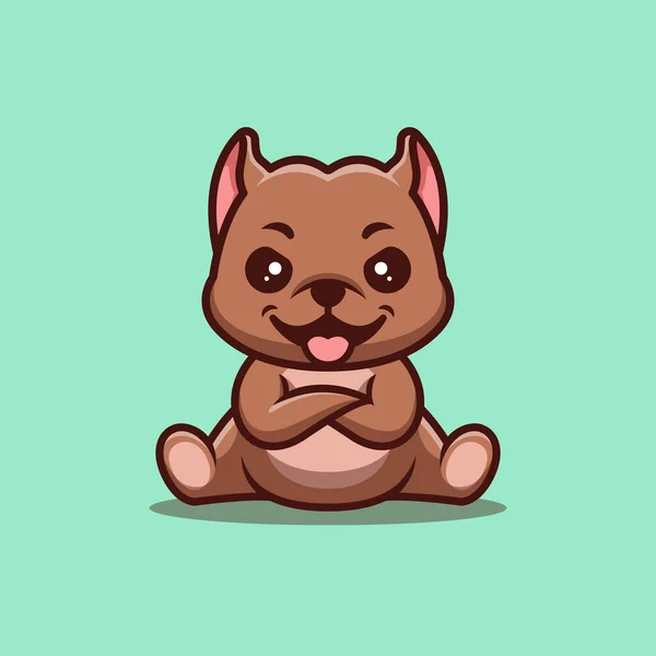 Pitbull Sitting Angry Cute Creative Kawaii Cartoon Mascot Logo — Stockvektor