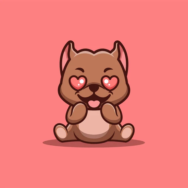Pitbull Sitting Shocked Cute Creative Kawaii Cartoon Mascot Logo — Stockvektor