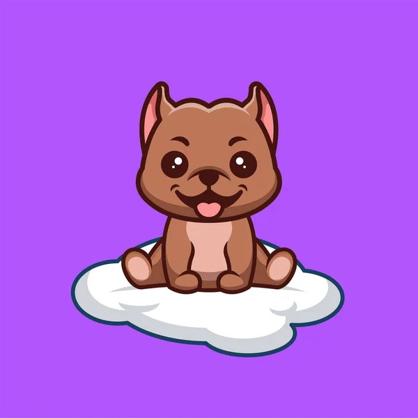 Pitbull Sitting Cloud Cute Creative Kawaii Cartoon Mascot Logo — Stockový vektor