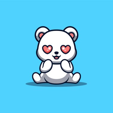 Polar Bear Sitting Shocked Cute Creative Kawaii Cartoon Mascot Logo