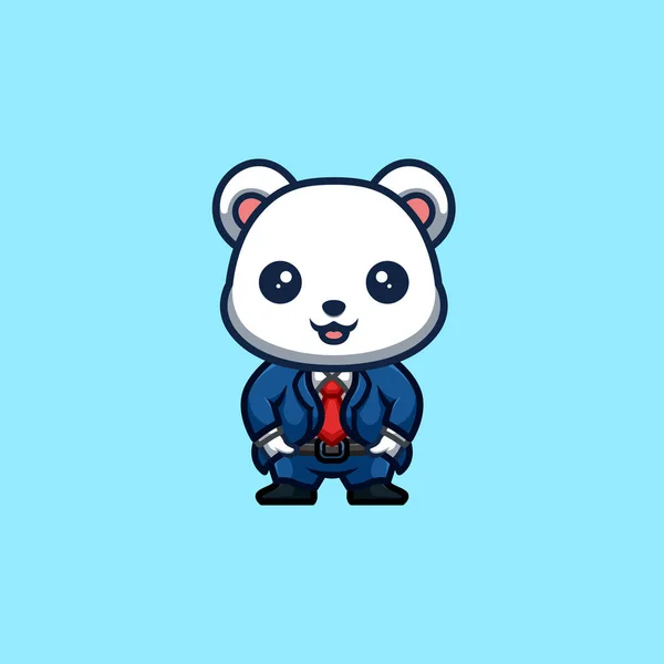Polar Αρκούδα Επιχειρήσεις Χαριτωμένο Creative Kawaii Cartoon Mascot Λογότυπο — Διανυσματικό Αρχείο