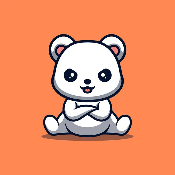 Polar Bear Sitting Angry Cute Creative Kawaii Cartoon Mascot Logo — Stockvector