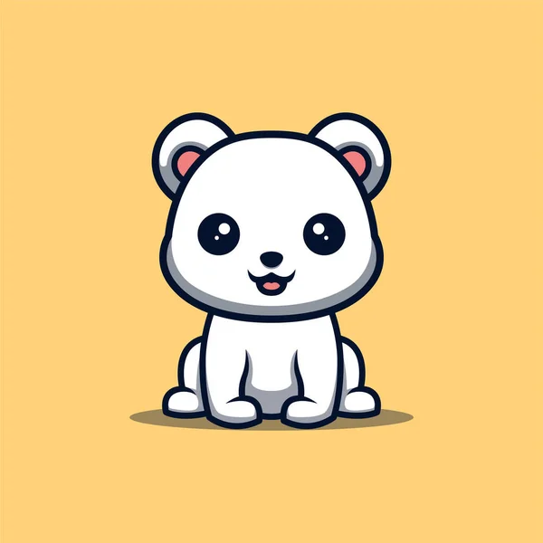 Polar Bear Sitting Happy Cute Creative Kawaii Cartoon Mascot Logo — Vetor de Stock