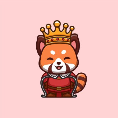 Red Panda King Cute Creative Kawaii Cartoon Mascot Logo