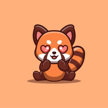 Red Panda Sitting Shocked Cute Creative Kawaii Cartoon Mascot Logo