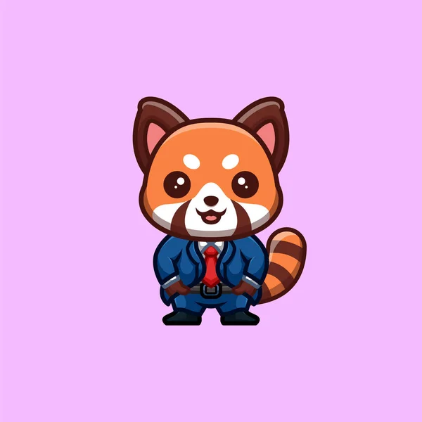 Red Panda Business Cute Creative Kawaii Cartoon Mascot Logo — Vector de stock