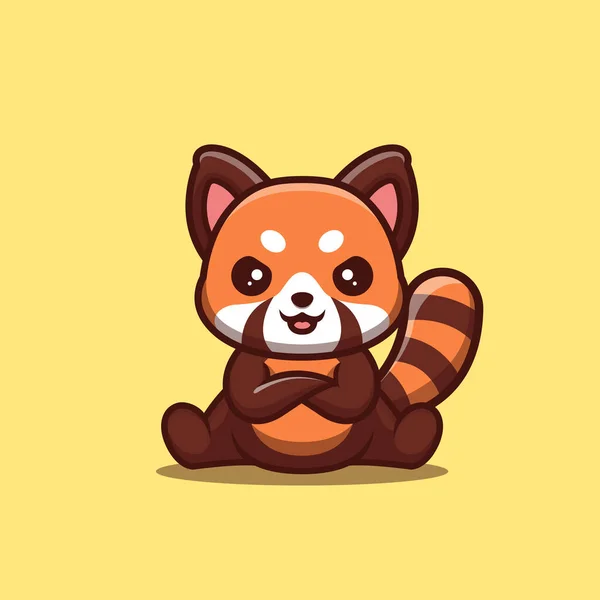 Red Panda Sitting Angry Cute Creative Kawaii Cartoon Mascot Logo — Stockvektor