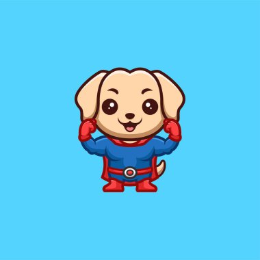 Retriever Super Hero Cute Creative Kawaii Cartoon Mascot Logo