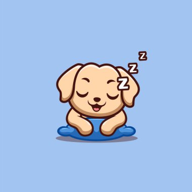 Retriever Sleepy Cute Creative Kawaii Cartoon Mascot Logo