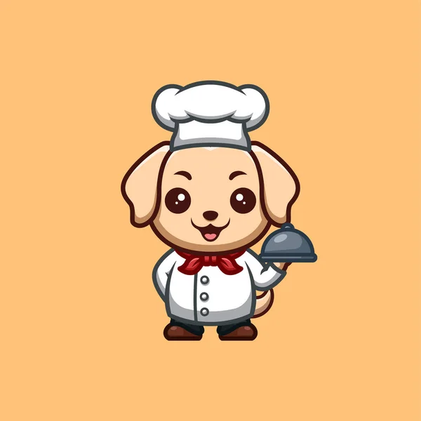 Retriever Chef Cute Creative Kawaii Cartoon Mascot Logo — Stockvector