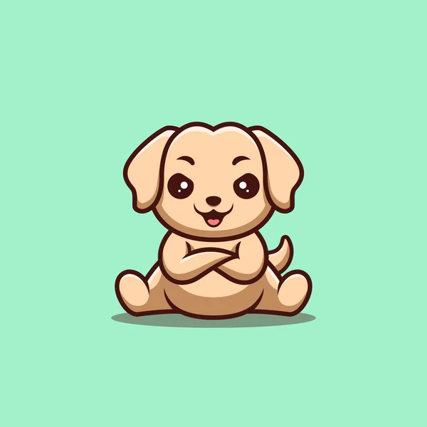 Retriever Sitting Angry Cute Creative Kawaii Cartoon Mascot Logo — Image vectorielle