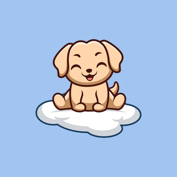 Retriever Sitting Cloud Cute Creative Kawaii Cartoon Mascot Logo — Stock Vector