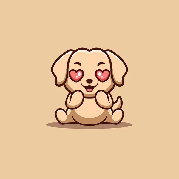 Retriever Sitting Shocked Cute Creative Kawaii Cartoon Mascot Logo — Stockvektor