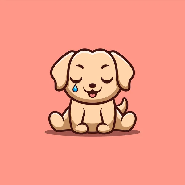 Retriever Sitting Sad Cute Creative Kawaii Cartoon Mascot Logo — Vector de stock