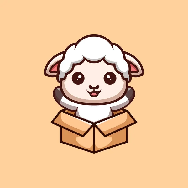 Овцы Коробки Симпатичный Креативный Талисман Мультфильма Kawaii — стоковый вектор