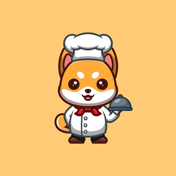 Shiba Inu Chef Cute Creative Kawaii Cartoon Mascot Logo