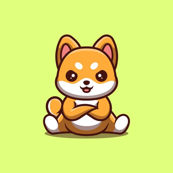 Shiba Inu Sitting Angry Cute Creative Kawaii Cartoon Mascot Logo — Stockvektor