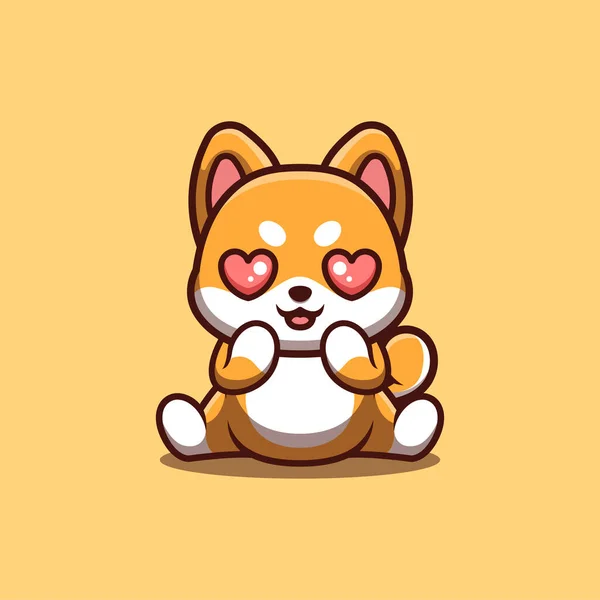 Shiba Inu Sitting Shocked Cute Creative Kawaii Cartoon Mascot Logo — Stockový vektor