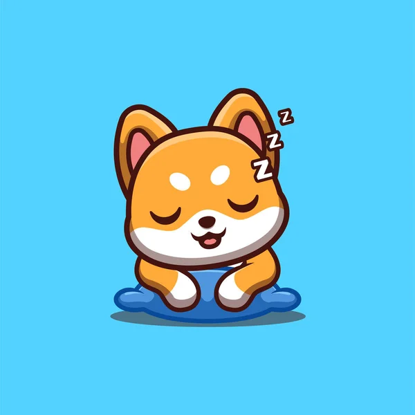 Shiba Inu Sleepy Cute Creative Kawaii Cartoon Mascot Logo — ストックベクタ