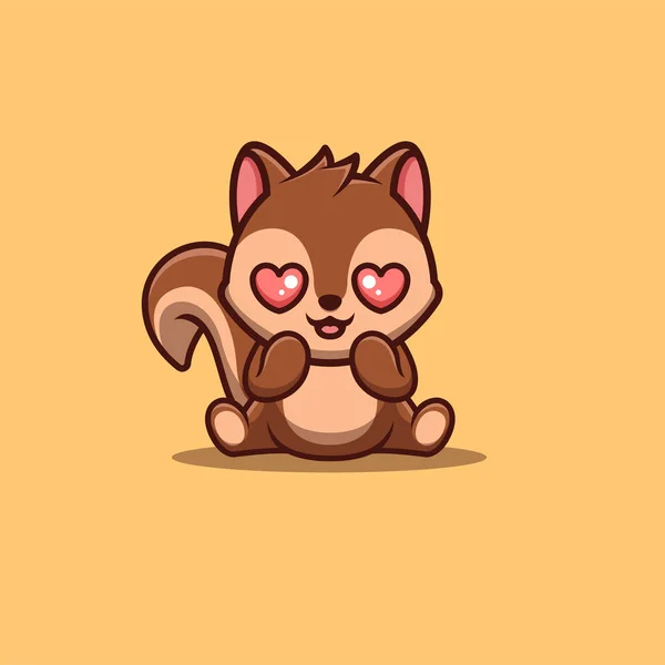 Squirrel Sitting Shocked Cute Creative Kawaii Cartoon Mascot Logo — Wektor stockowy