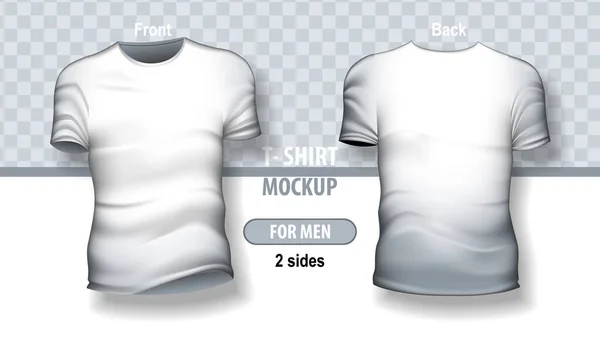 Shirt Mock Man Front Back White Color — Stock Vector