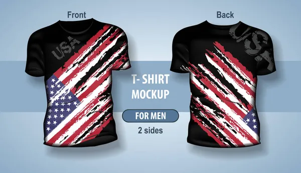 Shirt Für Mann Vorne Und Hinten Mit Usa Flagge Mock — Stockvektor