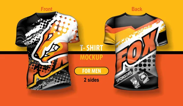 Shirt Uomo Anteriore Posteriore Con Logo Fox Team Mock Stampa — Vettoriale Stock